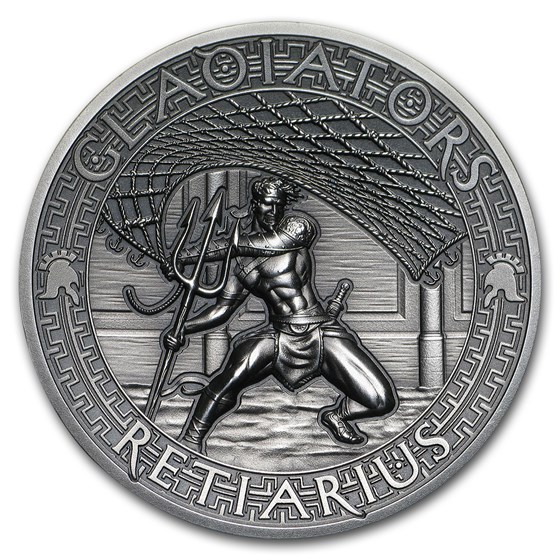 2017 Solomon Islands 2 oz Antique Silver Gladiators (Retiarius) 2017 Solomon Islands 2 oz Antique Silver Gladiators (Retiarius)