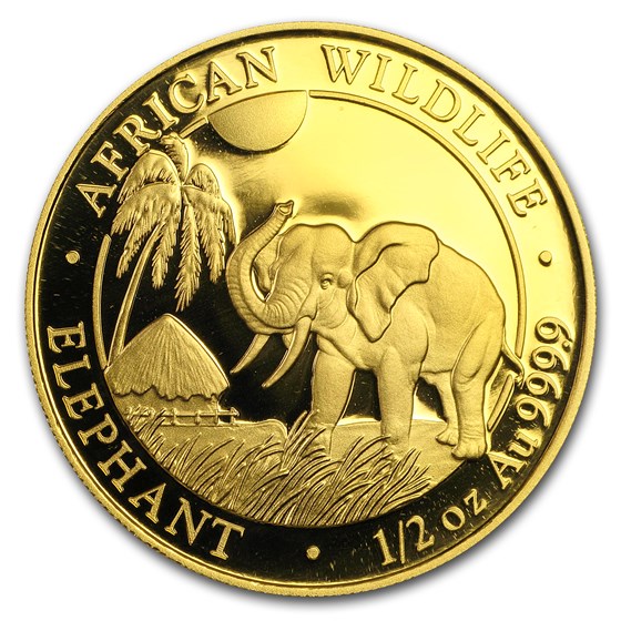 2017 Somalia 1/2 oz Gold African Elephant BU