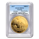2017 Somalia 1 oz Gold African Elephant MS-70 PCGS (FS)