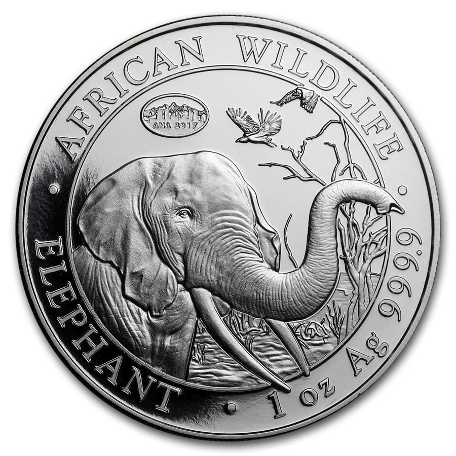 2017 Somalia 1 oz Silver Elephant (Denver ANA Privy Mark)
