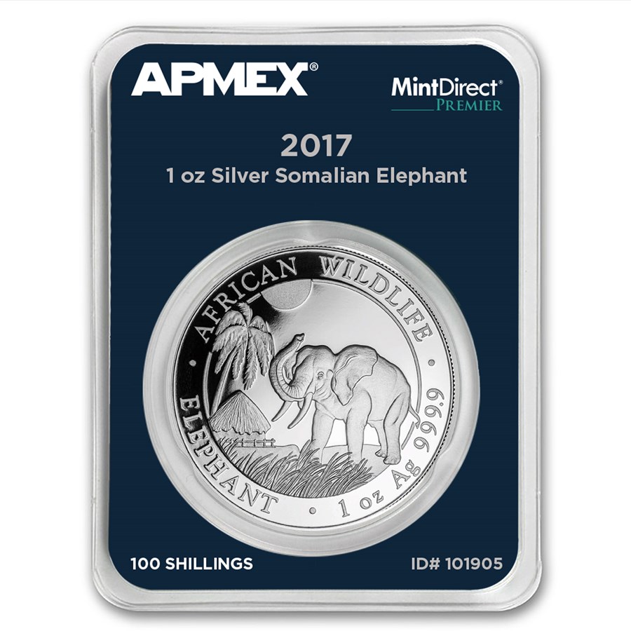 2017 Somalia 1 oz Silver Elephant (MintDirect® Premier Single)