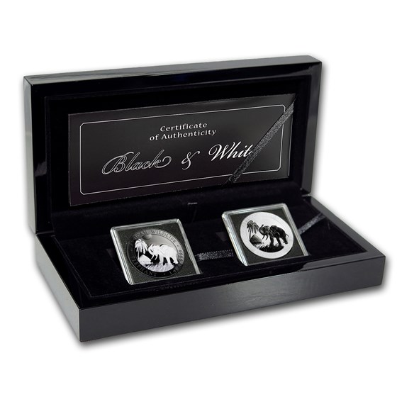 2017 Somalia 2-Coin 1 oz Silver Elephant Black & White Set 2017 Somalia 2-Coin 1 oz Silver Elephant Black & White Set