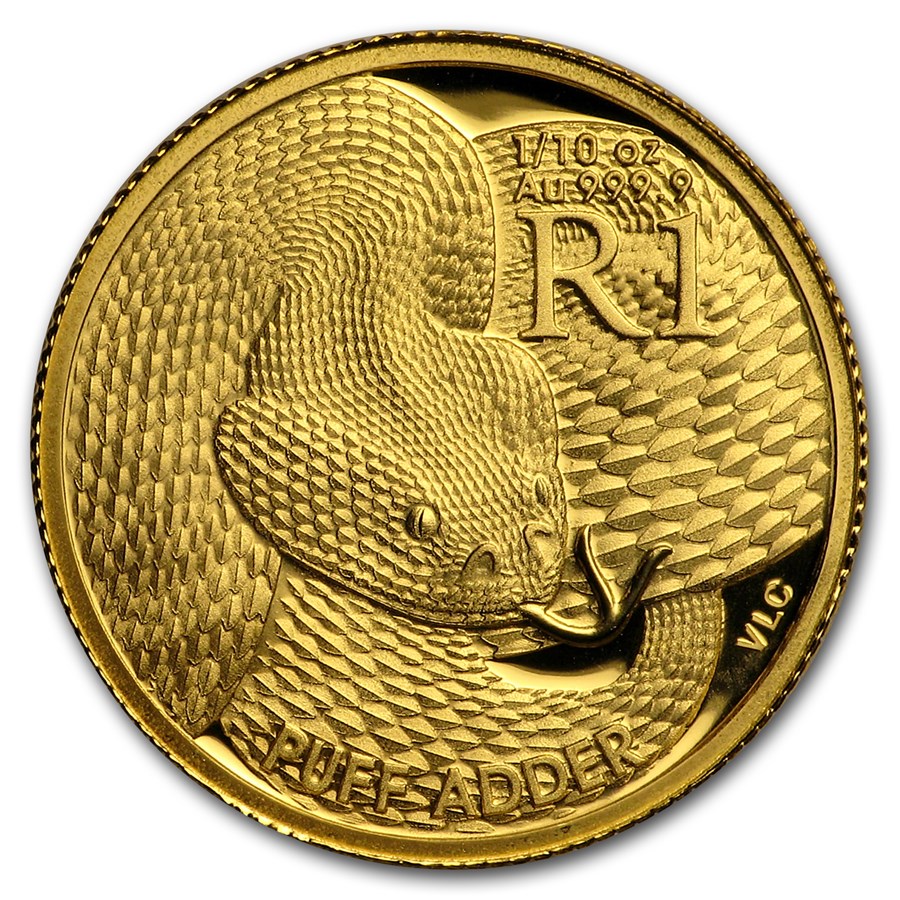 2017 South Africa 1/10 oz Gold Reptiles of S. Africa (Puff Adder)