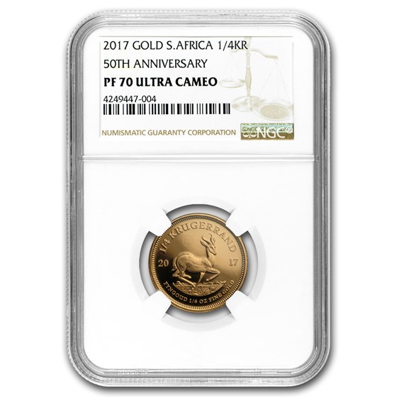 2017 South Africa 1/4 oz Proof Gold Krugerrand PF-70 NGC 2017 South Africa 1/4 oz Proof Gold Krugerrand PF-70 NGC