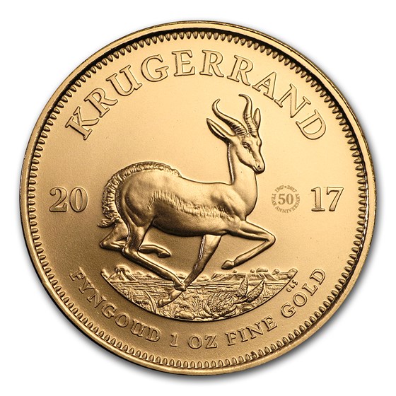 2017 South Africa 1 oz Gold Krugerrand 50th Anniv BU (Privy)