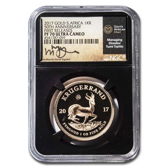 2017 South Africa 1 oz Proof Gold Krugerrand PF-70 NGC (FR) 2017 South Africa 1 oz Proof Gold Krugerrand PF-70 NGC (FR)