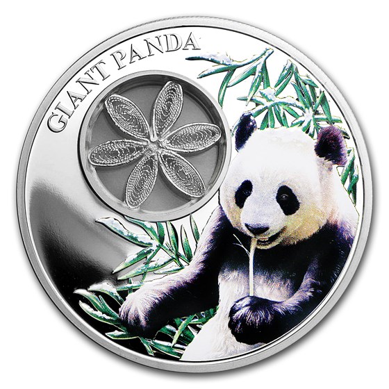 2017 Tokelau Proof 1 oz Silver Giant Panda (w/Filigree) 2017 Tokelau Proof 1 oz Silver Giant Panda (w/Filigree)