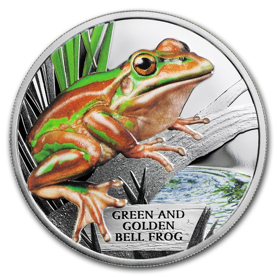 2017 Tuvalu 1 oz Proof Silver Green and Golden Bell Frog 2017 Tuvalu 1 oz Proof Silver Green and Golden Bell Frog