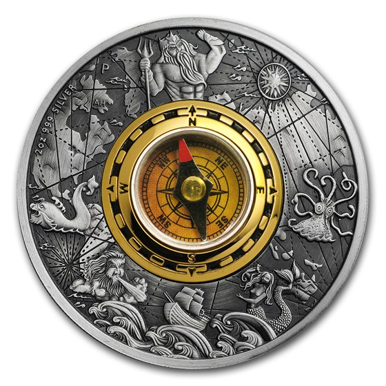 2017 Tuvalu 2 oz Silver Antique Compass 2017 Tuvalu 2 oz Silver Antique Compass