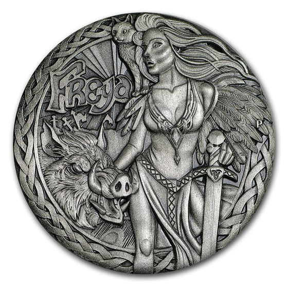 2017 Tuvalu 2 oz Silver Norse Goddesses: Freya BU (HR, Antiqued) 2017 Tuvalu 2 oz Silver Norse Goddesses: Freya BU (HR, Antiqued)