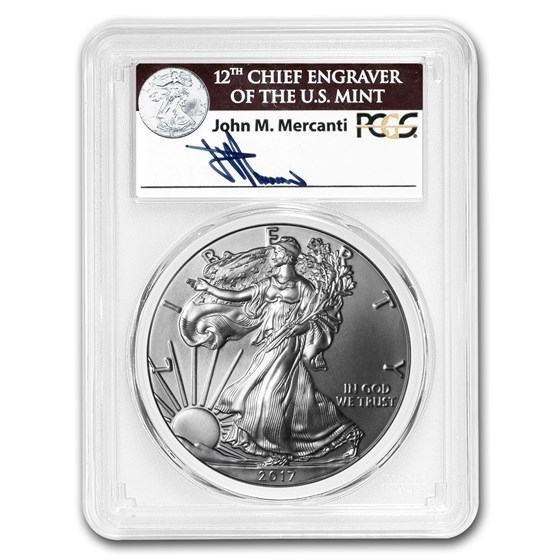 2017-W Burnished Silver American Eagle SP-70 PCGS (FD, Mercanti) 2017-W Burnished Silver American Eagle SP-70 PCGS (FD, Mercanti)