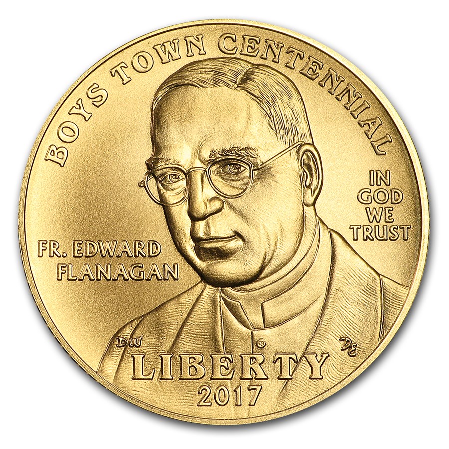 2017-W Gold $5 Commem Boys Town Centennial BU (w/Box & COA)