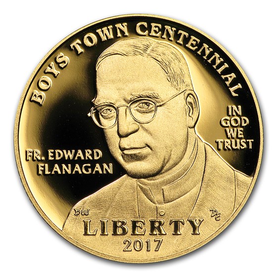 2017-W Gold $5 Commem Boys Town Centennial Proof (w/Box & COA)