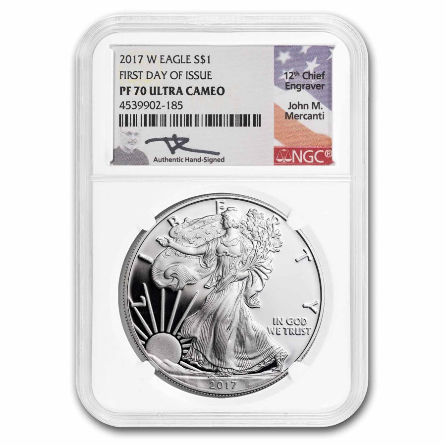 2017-W Proof American Silver Eagle PF-70 NGC (FDI, Mercanti)