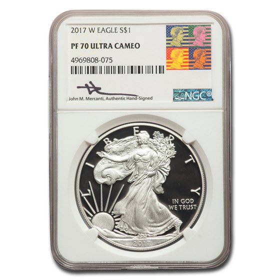 2017-W Proof American Silver Eagle PF-70 NGC (Mercanti) 2017-W Proof American Silver Eagle PF-70 NGC (Mercanti)