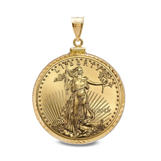 2018 1/10 oz Gold Eagle Pendant (Diamond-ScrewTop Bezel) 2018 1/10 oz Gold Eagle Pendant (Diamond-ScrewTop Bezel)