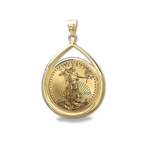 2018 1/10 oz Gold Eagle Teardrop Pendant (Prong Bezel) 2018 1/10 oz Gold Eagle Teardrop Pendant (Prong Bezel)