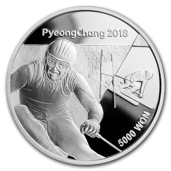 2018 1/2 oz Ag PyeongChang Winter Olympic Alpine Skiing Proof 2018 1/2 oz Ag PyeongChang Winter Olympic Alpine Skiing Proof