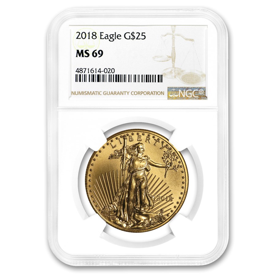2018 1/2 oz American Gold Eagle MS-69 NGC