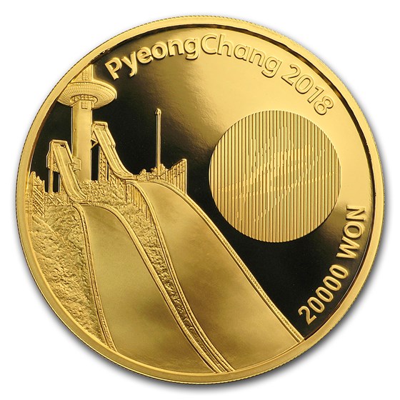2018 1/2 oz Gold PyeongChang Winter Olympic Alpine Ski Jump Proof 2018 1/2 oz Gold PyeongChang Winter Olympic Alpine Ski Jump Proof
