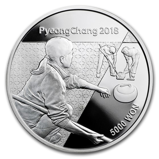 2018 1/2 oz Silver PyeongChang Winter Olympic Curling Proof 2018 1/2 oz Silver PyeongChang Winter Olympic Curling Proof
