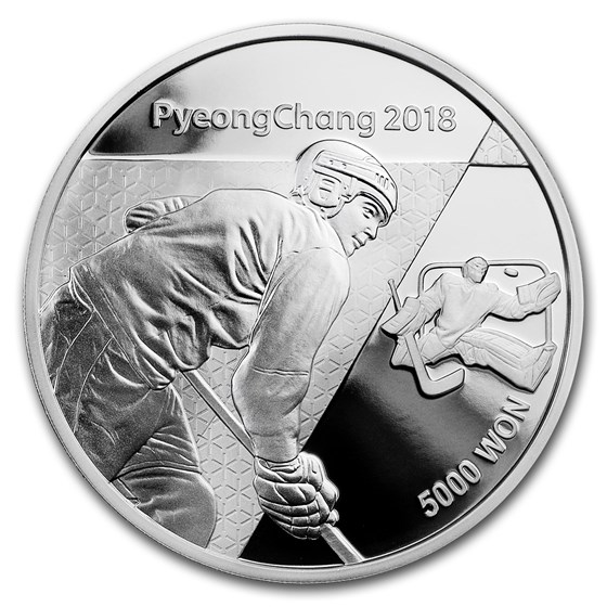 2018 1/2 oz Silver PyeongChang Winter Olympic Ice Hockey Proof 2018 1/2 oz Silver PyeongChang Winter Olympic Ice Hockey Proof