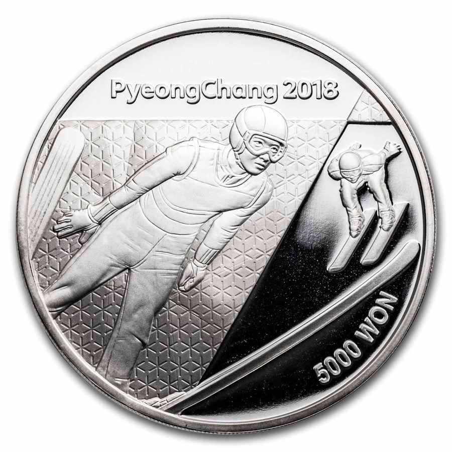 2018 1/2 oz Silver PyeongChang Winter Olympic Ski Jump Proof