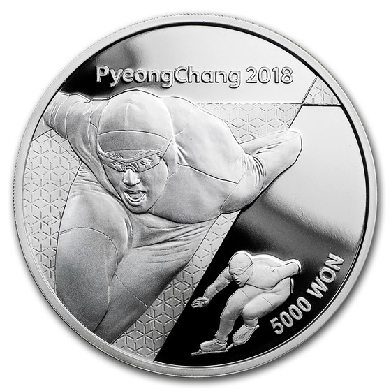 2018 1/2 oz Silver PyeongChang Winter Olympic Speed Skating Proof 2018 1/2 oz Silver PyeongChang Winter Olympic Speed Skating Proof