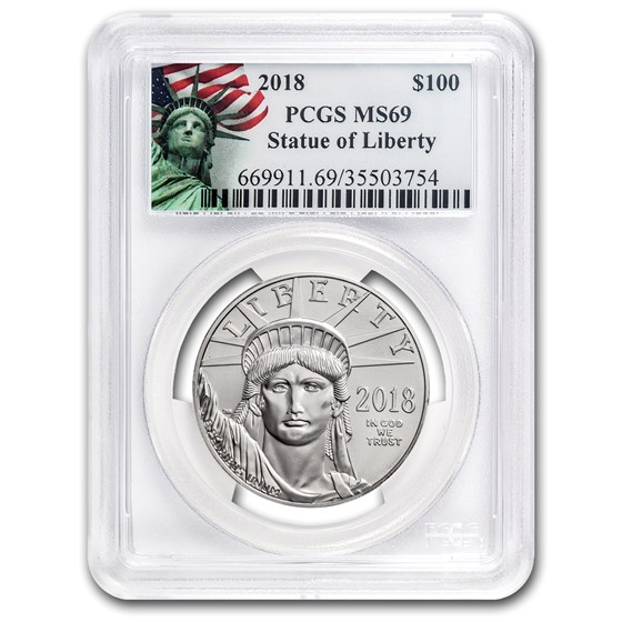 2018 1 oz American Platinum Eagle MS-69 PCGS (Liberty Label) 2018 1 oz American Platinum Eagle MS-69 PCGS (Liberty Label)