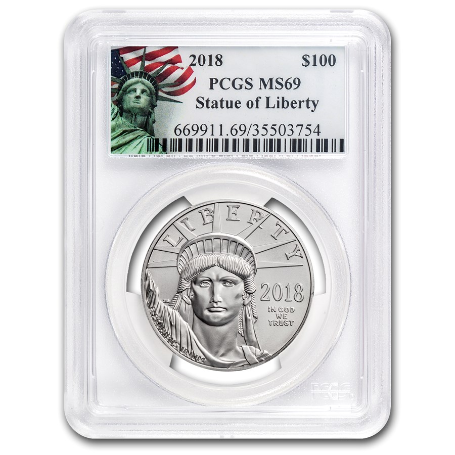 2018 1 oz American Platinum Eagle MS-69 PCGS (Liberty Label)