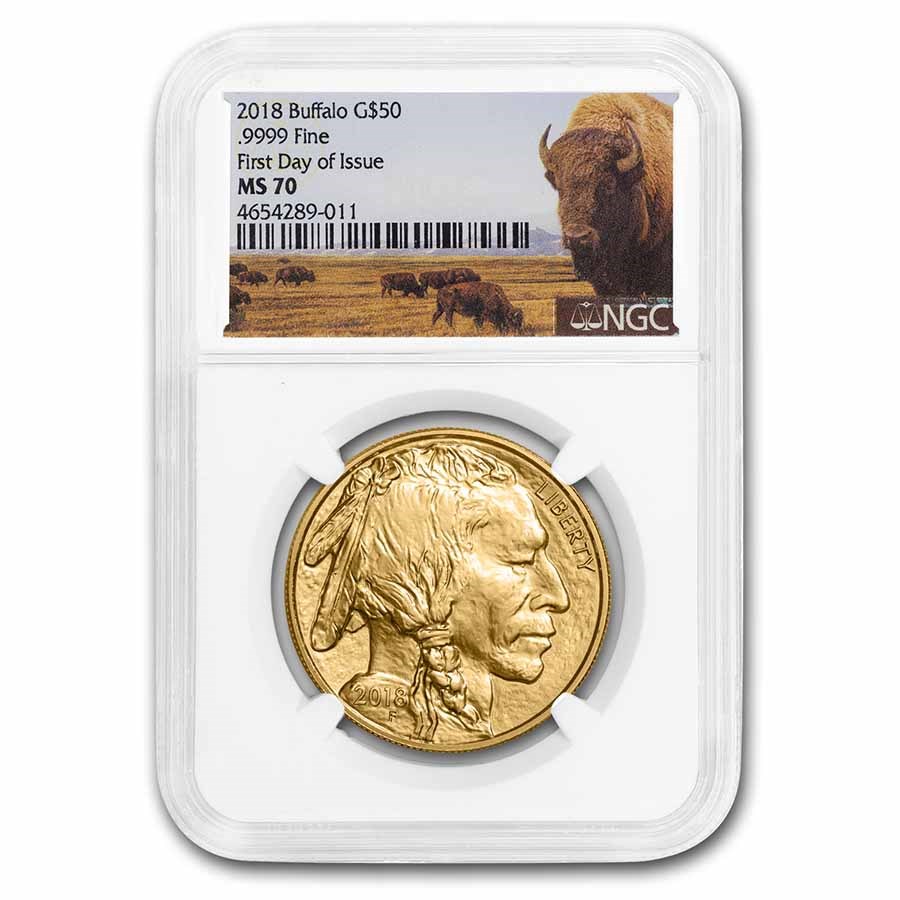 2018 1 oz Gold Buffalo MS-70 NGC (First Day, Buffalo Label)