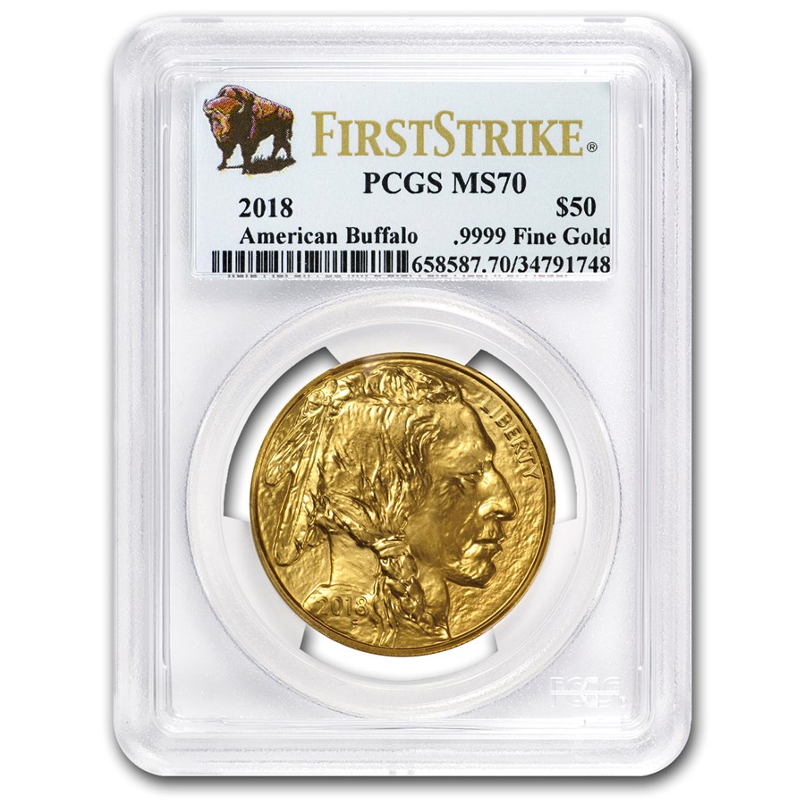 2018 1 oz Gold Buffalo MS-70 PCGS (FirstStrike®, Buffalo Label)
