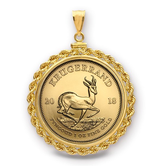 2018 1 oz Gold Krugerrand Pendant (Rope-ScrewTop Bezel) 2018 1 oz Gold Krugerrand Pendant (Rope-ScrewTop Bezel)
