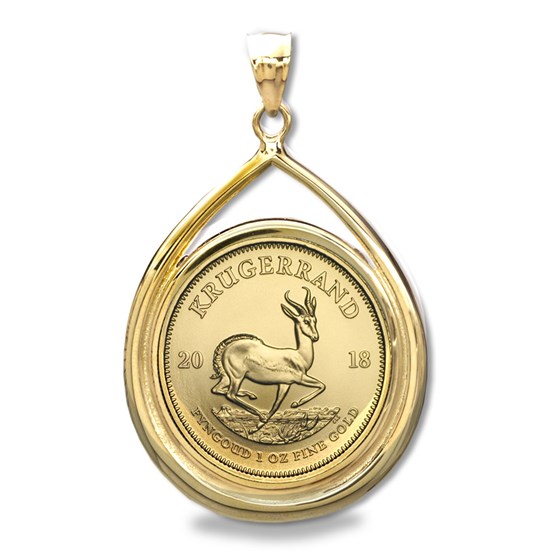 2018 1 oz Gold Krugerrand Teardrop Pendant (Prong Bezel) 2018 1 oz Gold Krugerrand Teardrop Pendant (Prong Bezel)