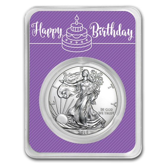 2018 1 oz Silver American Eagle - Birthday Periwinkle 2018 1 oz Silver American Eagle - Birthday Periwinkle