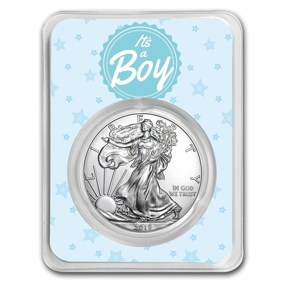 2018 1 oz Silver American Eagle - It's A Boy Stars 2018 1 oz Silver American Eagle - It's A Boy Stars
