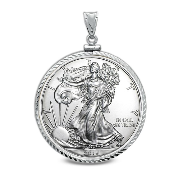 2018 1 oz Silver Eagle Pendant (Diamond-Cut ScrewTop Bezel) 2018 1 oz Silver Eagle Pendant (Diamond-Cut ScrewTop Bezel)