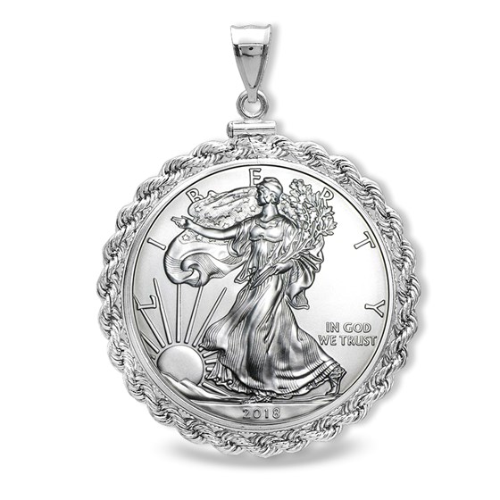 2018 1 oz Silver Eagle Pendant (Rope-ScrewTop Bezel) 2018 1 oz Silver Eagle Pendant (Rope-ScrewTop Bezel)
