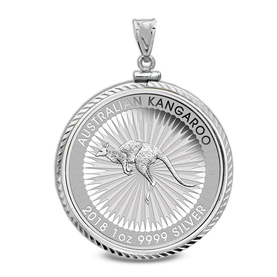 2018 1 oz Silver Kangaroo Pendant (Diamond-ScrewTop Bezel) 2018 1 oz Silver Kangaroo Pendant (Diamond-ScrewTop Bezel)