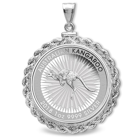 2018 1 oz Silver Kangaroo Pendant (Rope Style Bezel) 2018 1 oz Silver Kangaroo Pendant (Rope Style Bezel)