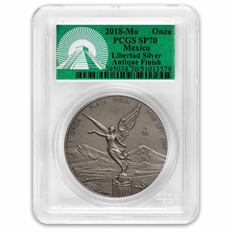 2018 1 oz Silver Libertad Antiqued Finish MS-70 PCGS(Green Label)