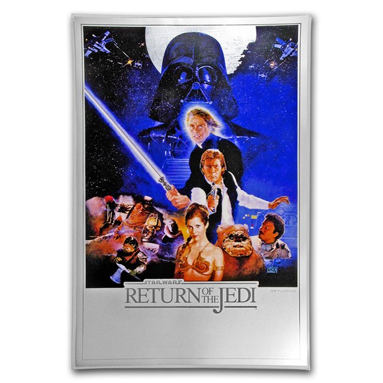 2018 35 gram Silver $2 Star Wars Return of the Jedi Foil Poster 2018 35 gram Silver $2 Star Wars Return of the Jedi Foil Poster