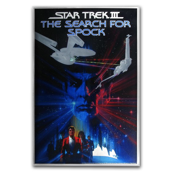 2018 35 gram Silver Star Trek III: Search for Spock Foil Poster 2018 35 gram Silver Star Trek III: Search for Spock Foil Poster
