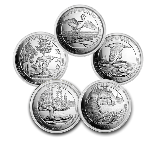 2018 5-Coin 5 oz Silver ATB Set (America the Beautiful) 2018 5-Coin 5 oz Silver ATB Set (America the Beautiful)