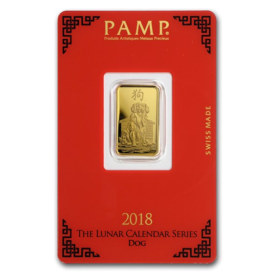 2018 5 gram Gold Bar - PAMP Suisse Year of the Dog (In Assay) 2018 5 gram Gold Bar - PAMP Suisse Year of the Dog (In Assay)
