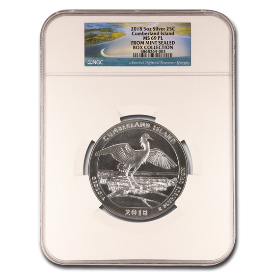 2018 5 oz Silver ATB Cumberland Island MS-69 PL NGC 2018 5 oz Silver ATB Cumberland Island MS-69 PL NGC