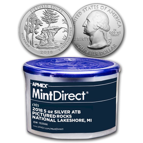2018 5 oz Silver ATB Pictured Rocks (10-Coin MintDirect® Tube) 2018 5 oz Silver ATB Pictured Rocks (10-Coin MintDirect® Tube)