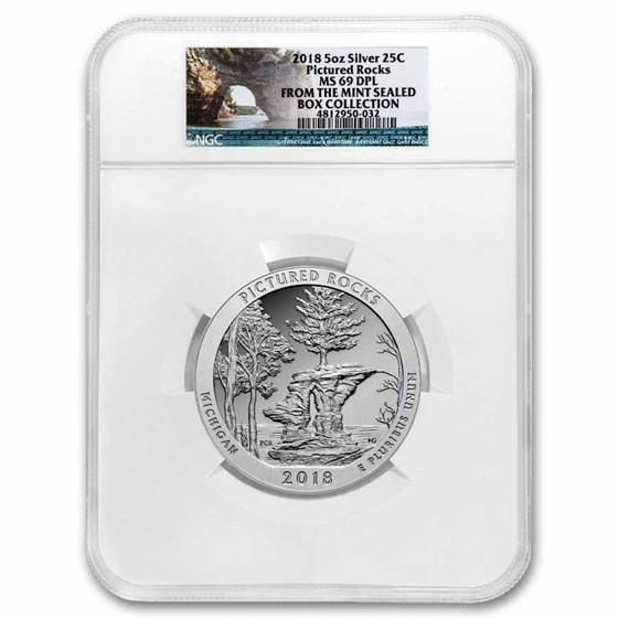 2018 5 oz Silver ATB Pictured Rocks MS-69 DPL NGC 2018 5 oz Silver ATB Pictured Rocks MS-69 DPL NGC