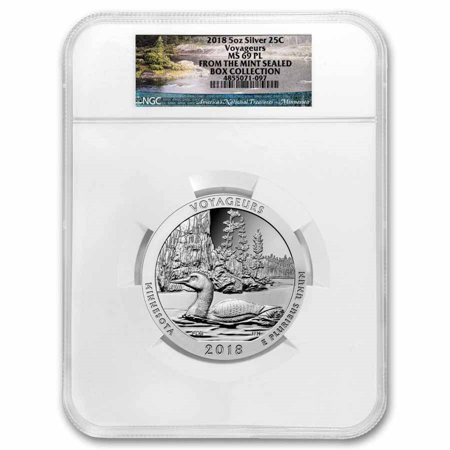 2018 5 oz Silver ATB Voyageurs National Park MS-69 PL NGC