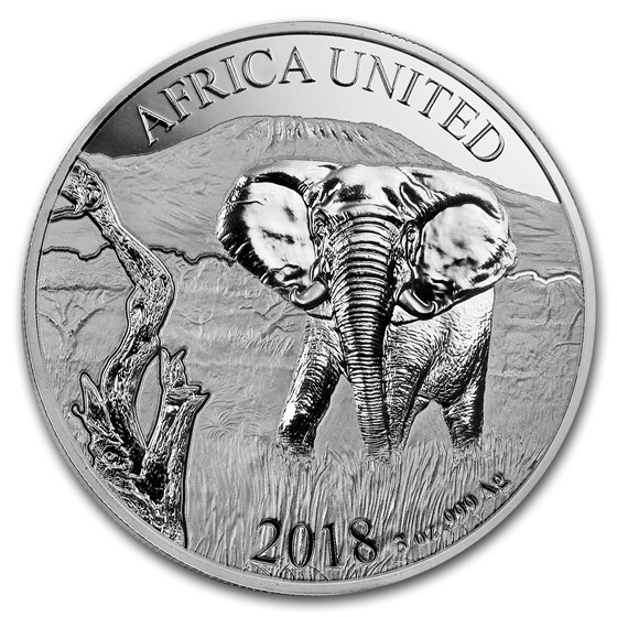 2018 Africa 3 oz Silver 6x 1,500 Francs Africa United Elephant 2018 Africa 3 oz Silver 6x 1,500 Francs Africa United Elephant